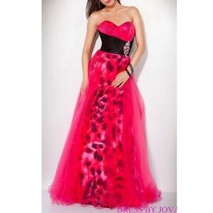Jovani Fuschia Print Dress